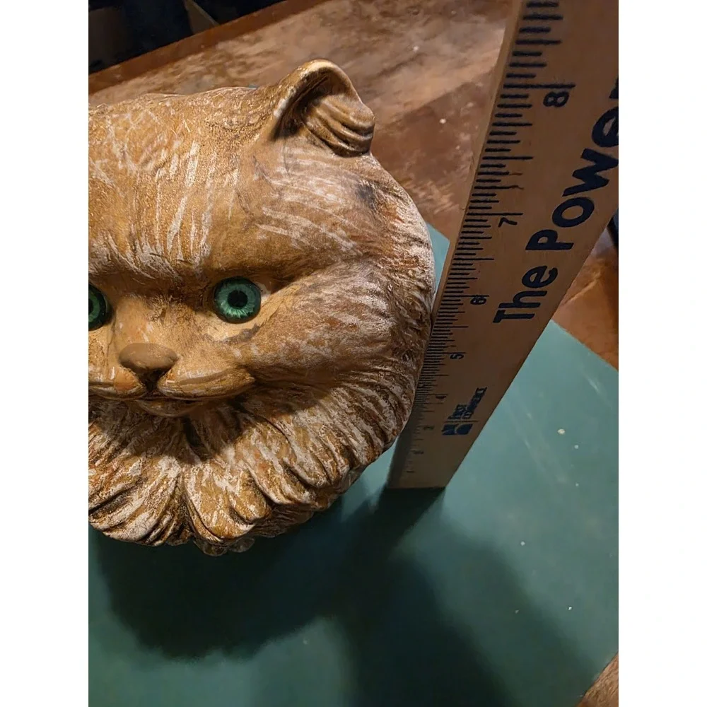 Vintage 70's Ceramic Cats Tan‎ Green Eyes Standing Cat 8